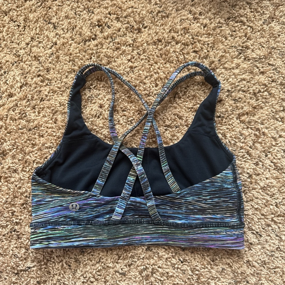 lululemon athletica Blue Black Sports Bra Moisture-Wicking Racerback